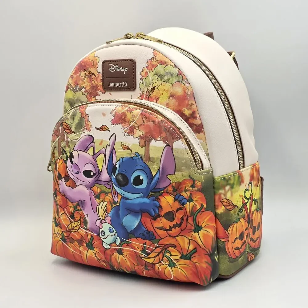 Loungefly Disney Stitch & Angel Pumpkin Patch Halloween Mini Backpack New